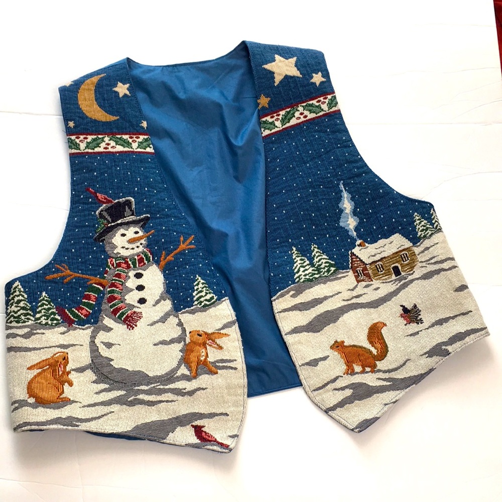 EUC VTG OS Winter Tapestry Vest